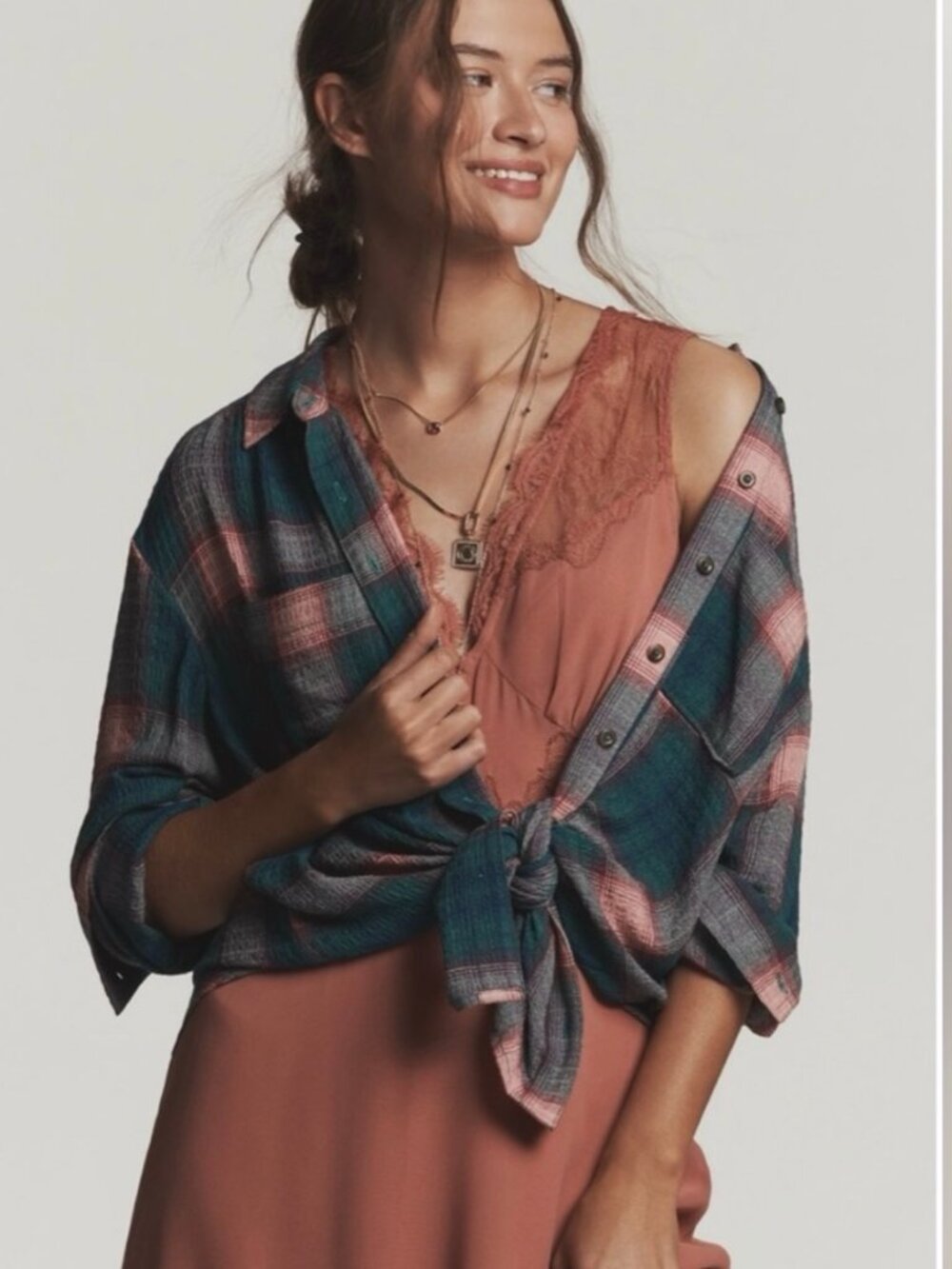 LIKE NEW!! ✨ Pilcro Relaxed Hadley Button Down - Pink/Teal/Deep Sea - S